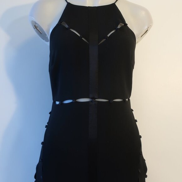 Womens Cinq a Sept Black Satin Striped & Button Details Maxi Dress 6 - Picture 2 of 12